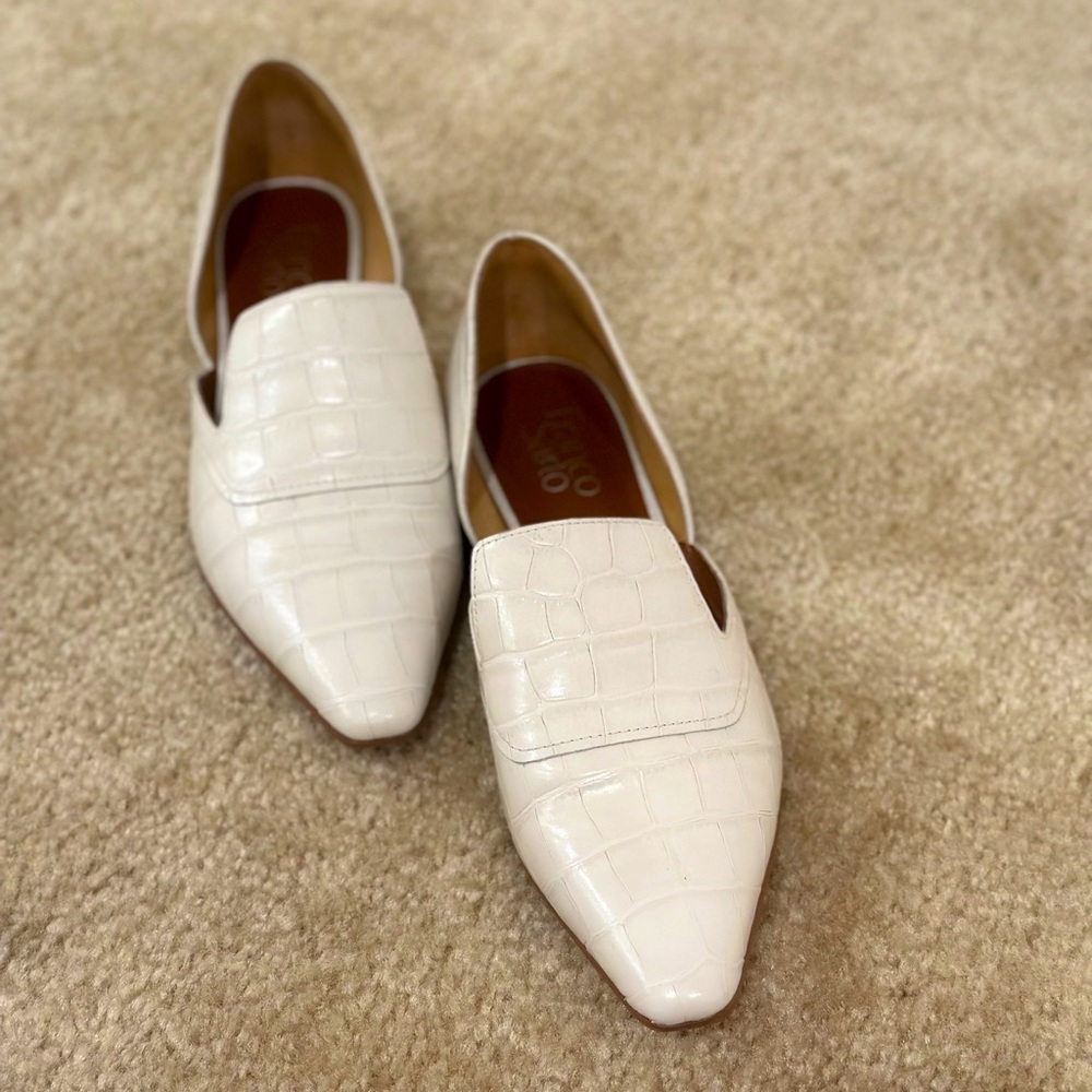 Franco Sarto White Croc-Embossed Loafers - Picture 7 of 7